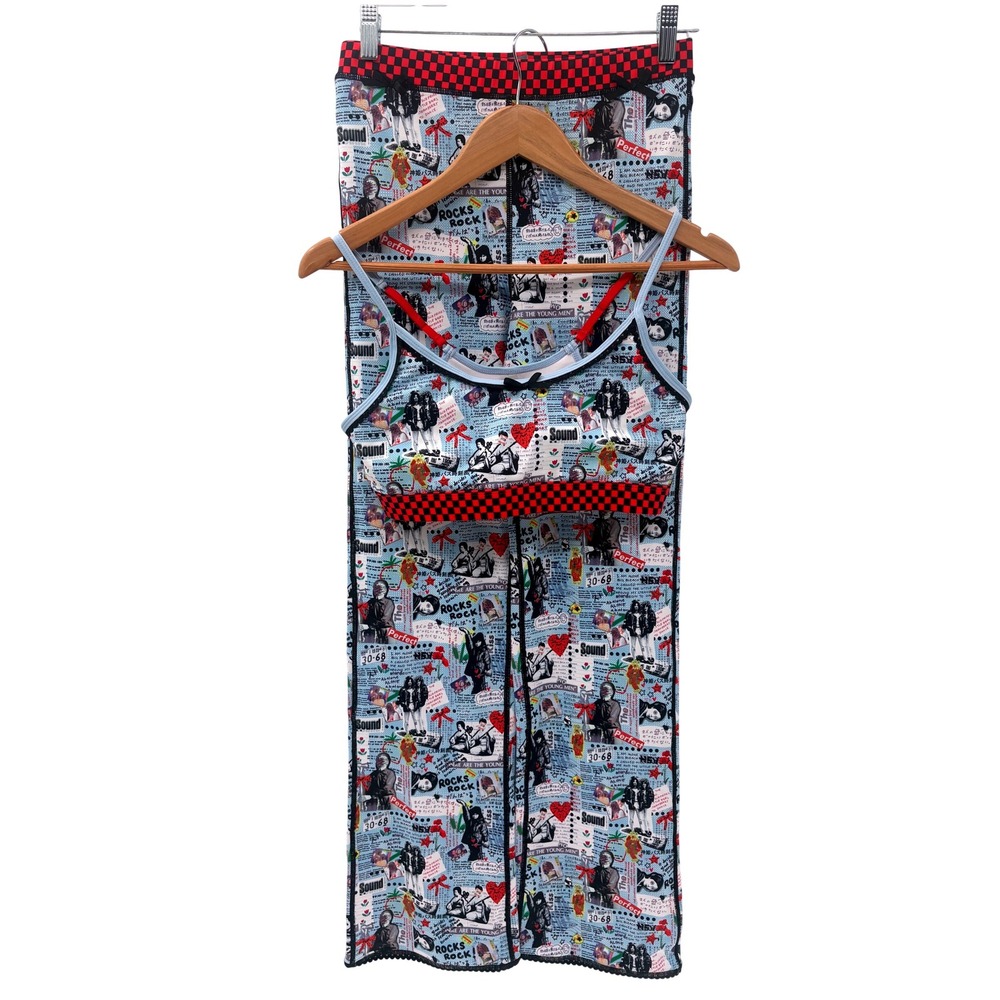 Strawberry Western Set Women‎ Size Medium Art to Wear Blue Festival